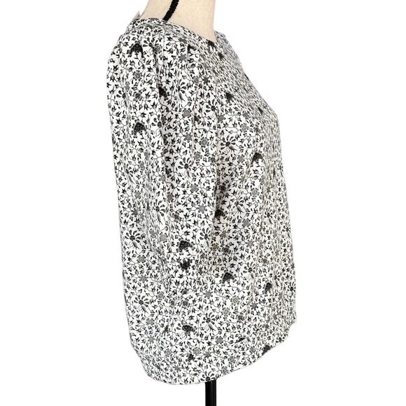 INC X-Small Sweatshirt Top Floral Crew Neck Puff Sleeves Elastic Waist Stretch - Picture 3 of 9